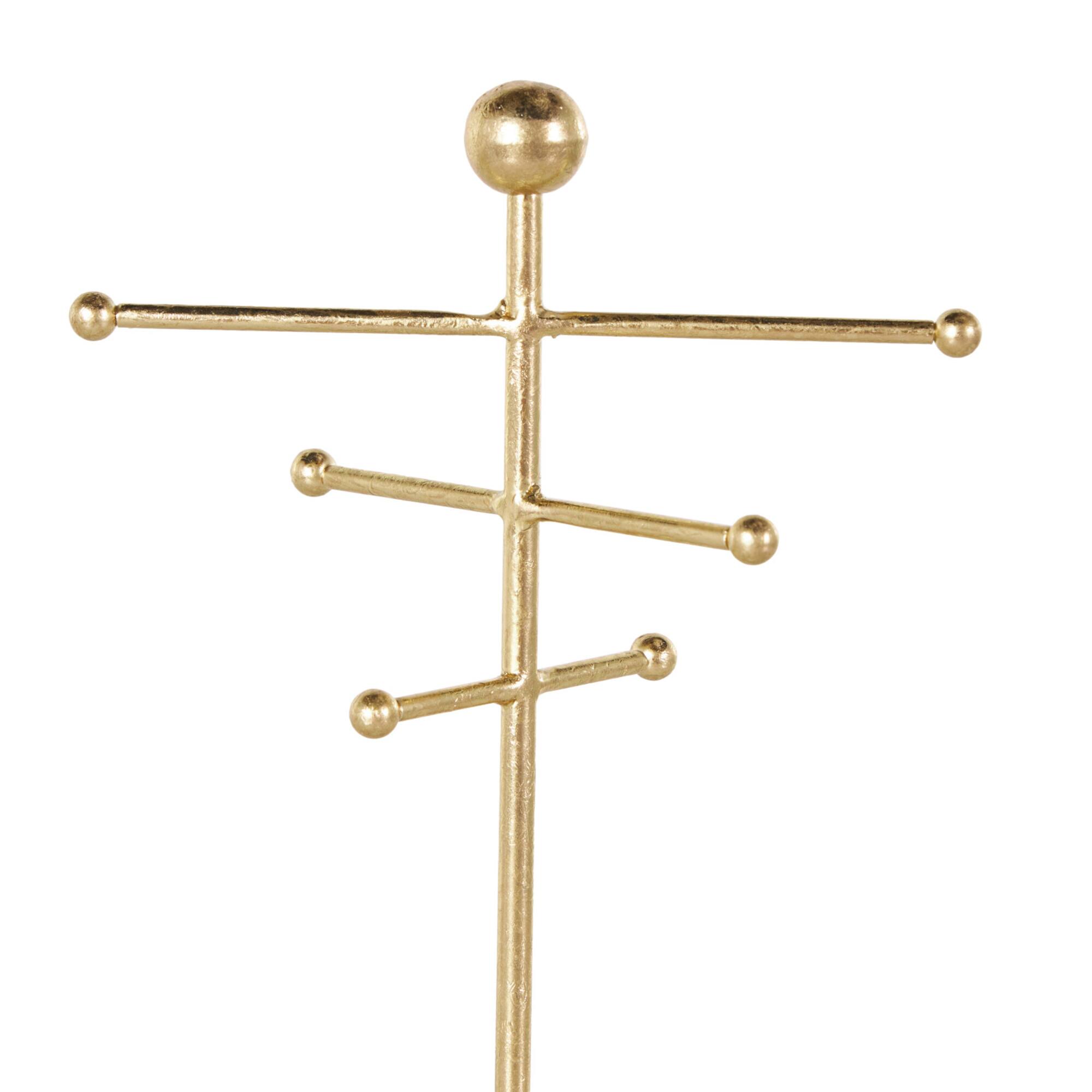 13" Gold Metal 6-Slot Jewelry Stand with White Base